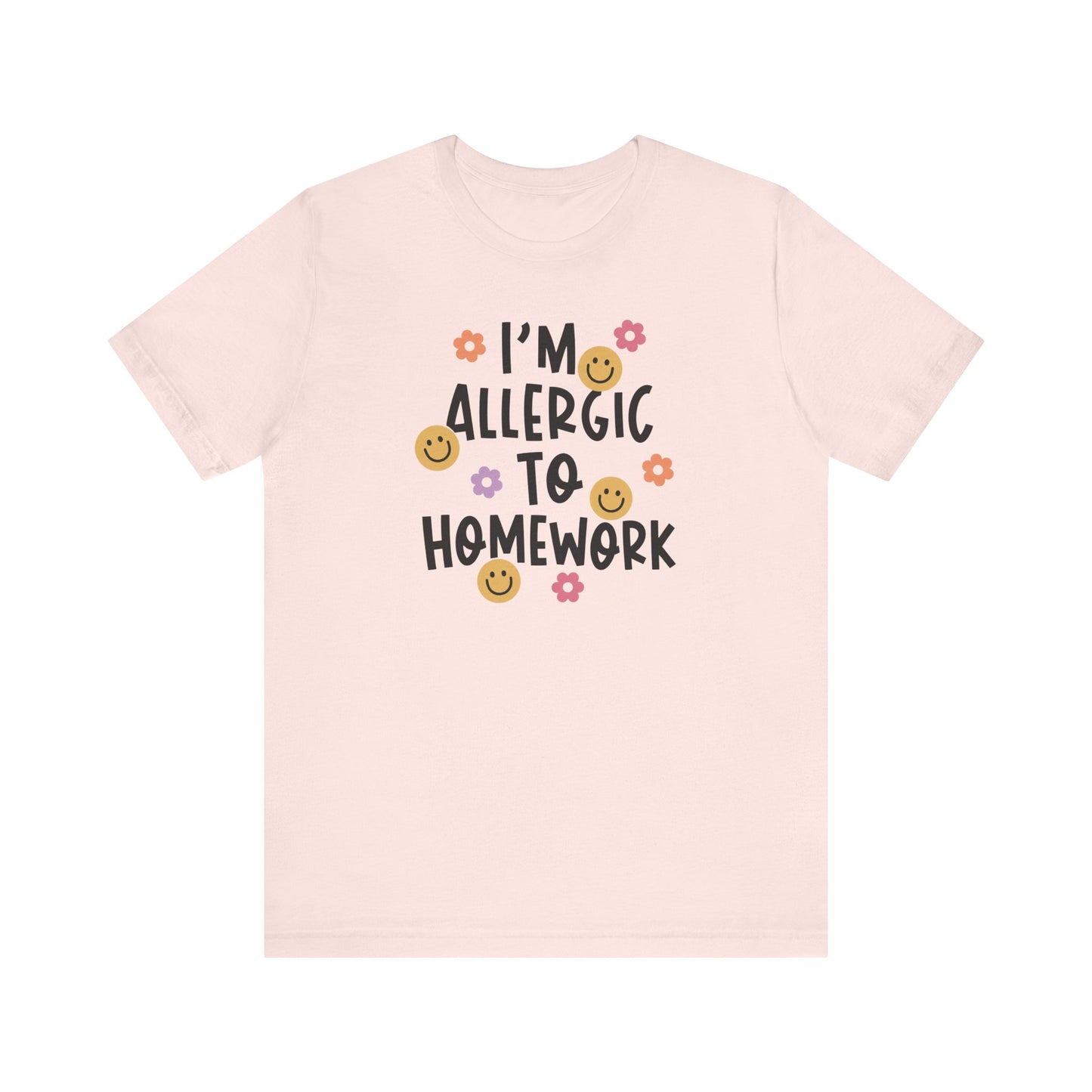 "I'm Allergic to Homework" Funny Teacher T-shirt