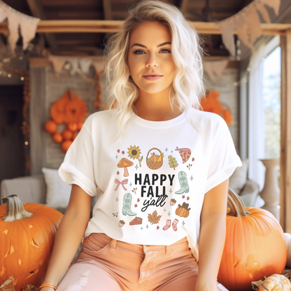 "Happy Fall Ya'll" Leaves Teacher T-shirt