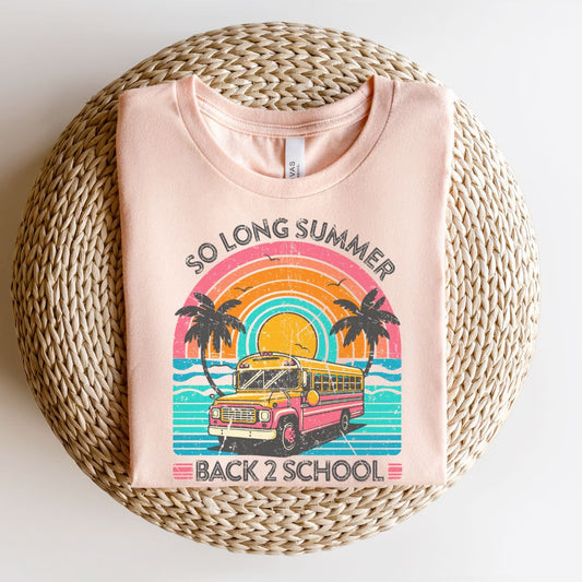 "So Long Summer" Vintage Distressed Teacher T-shirt