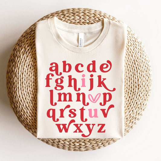 "Alphabet I Heart U" Teacher T-shirt - Teacher Care Crate - T-Shirt