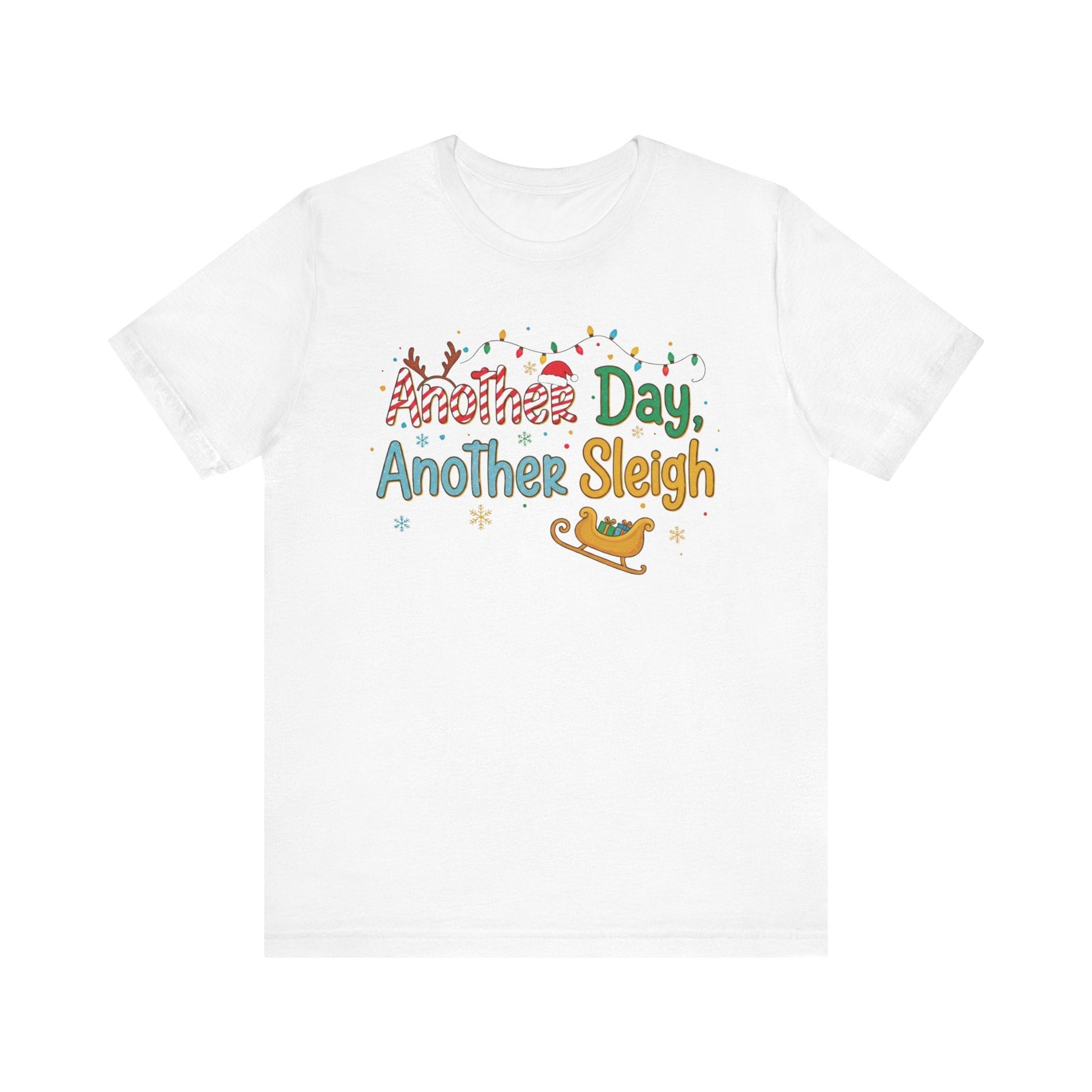 "Another Day, Another Sleigh'" Candy Cane Teacher T-shirt - Teacher Care Crate - T-Shirt