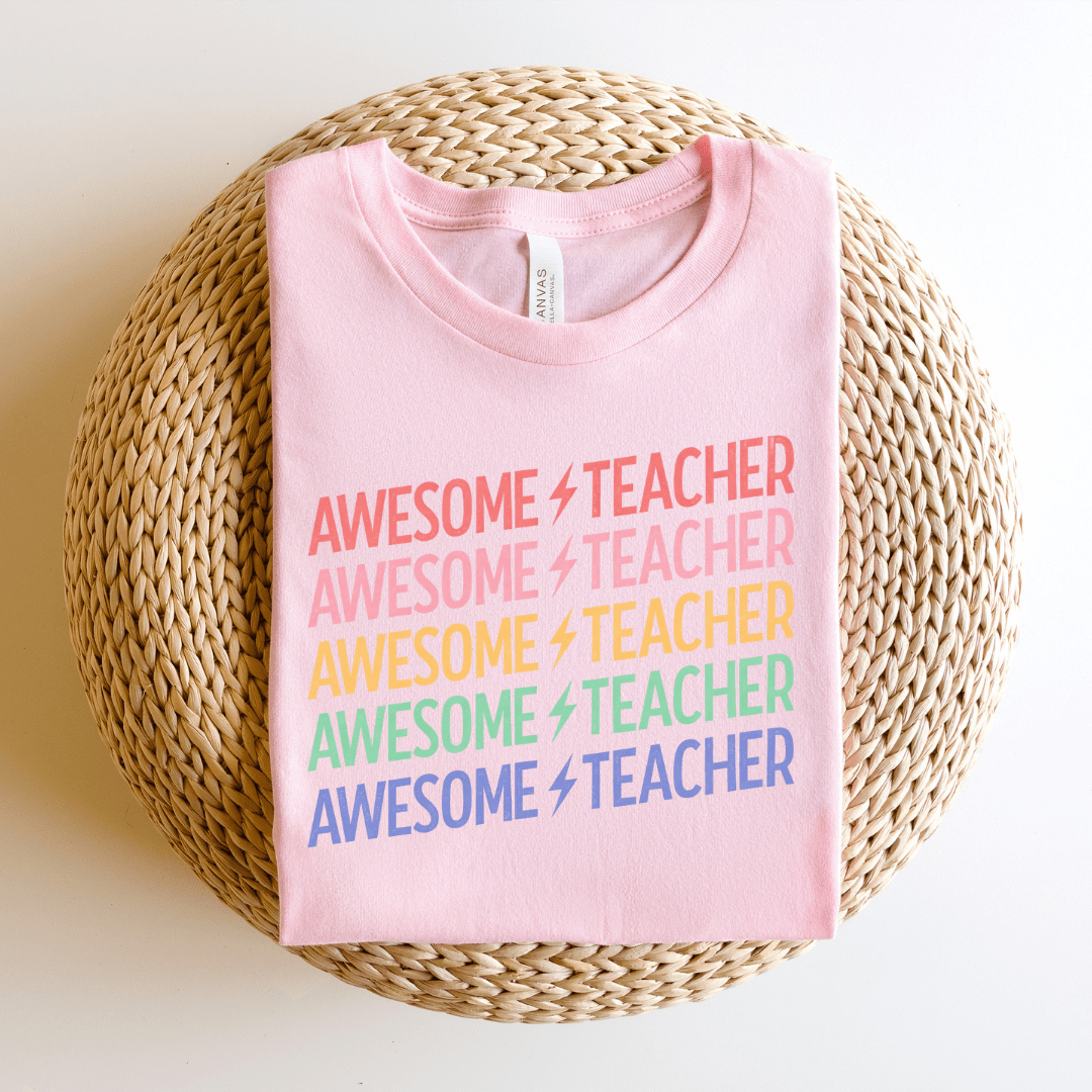 "Awesome Teacher" Retro Teacher T-shirt - Teacher Care Crate - T-Shirt