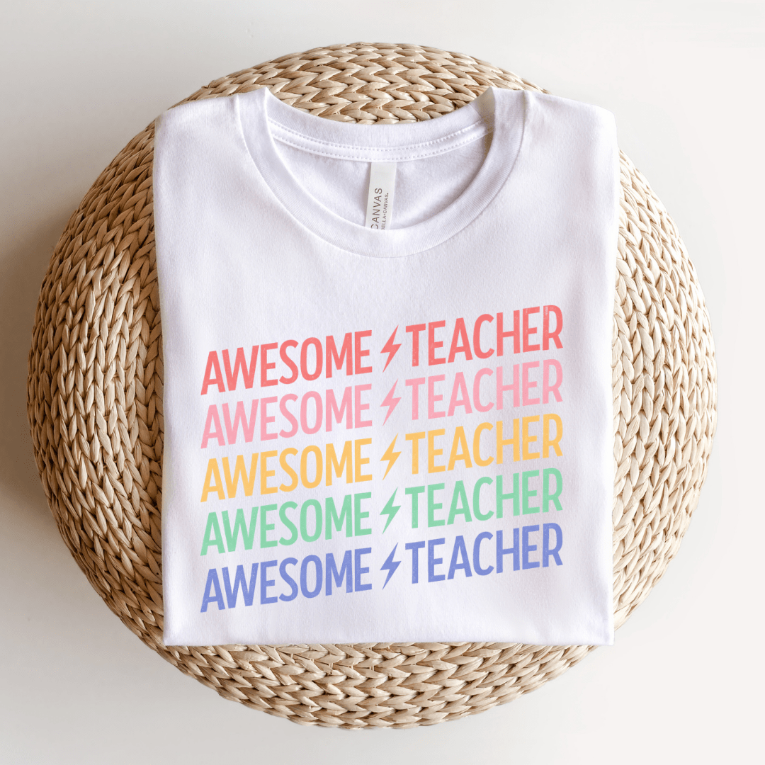 "Awesome Teacher" Retro Teacher T-shirt - Teacher Care Crate - T-Shirt