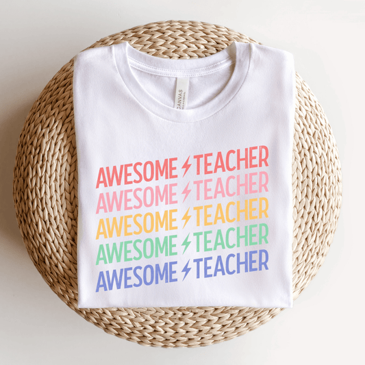 "Awesome Teacher" Retro Teacher T-shirt - Teacher Care Crate - T-Shirt