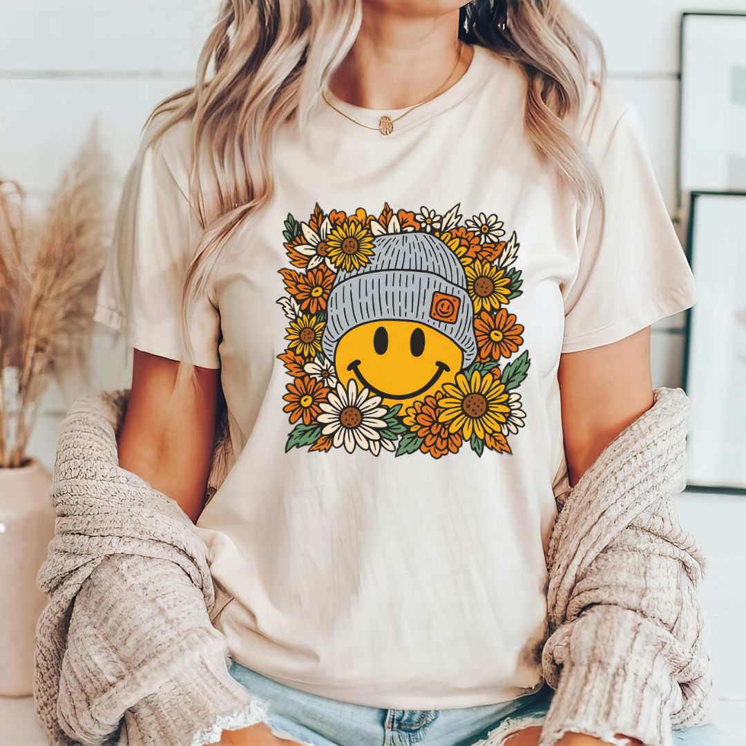 "Beanie Smiley" Fall Teacher T-shirt - Teacher Care Crate - T-Shirt