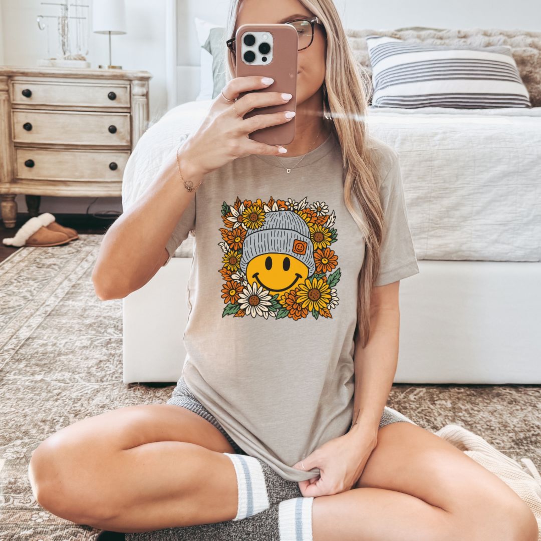"Beanie Smiley" Fall Teacher T-shirt - Teacher Care Crate - T-Shirt