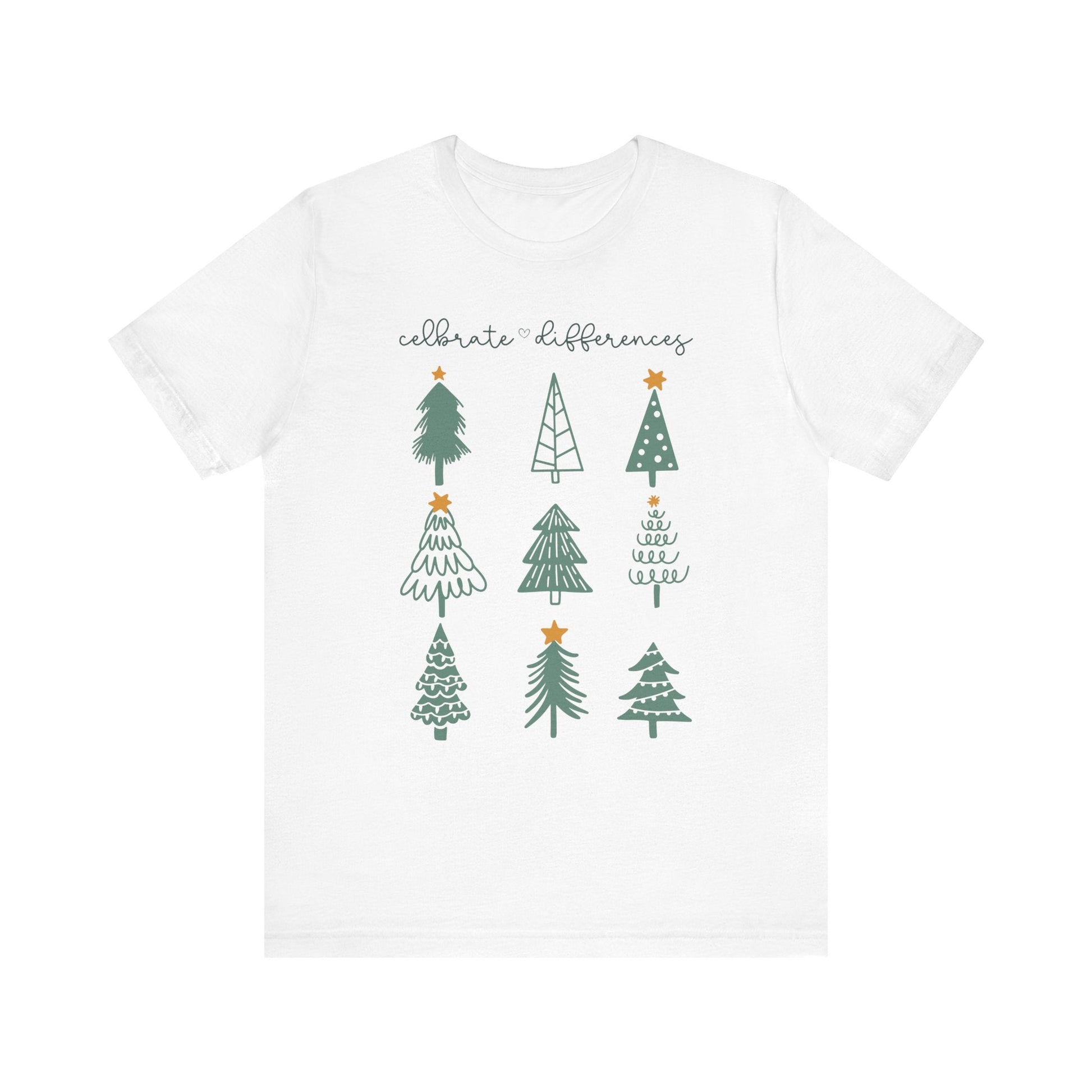 "Celebrate Differences" Christmas Tree Teacher T-shirt - Teacher Care Crate - T-Shirt
