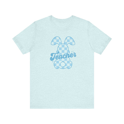 "Checkered Bunny" Easter Teacher T-shirt - Teacher Care Crate - T-Shirt