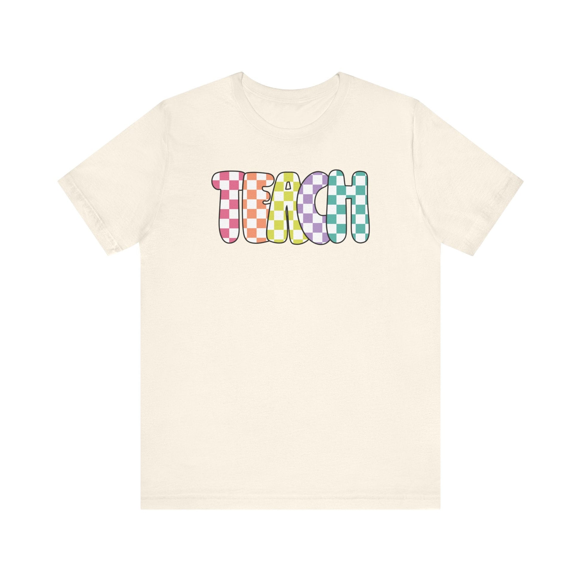 "Checkered Colorful Teach" Teacher T-shirt - Teacher Care Crate - T-Shirt