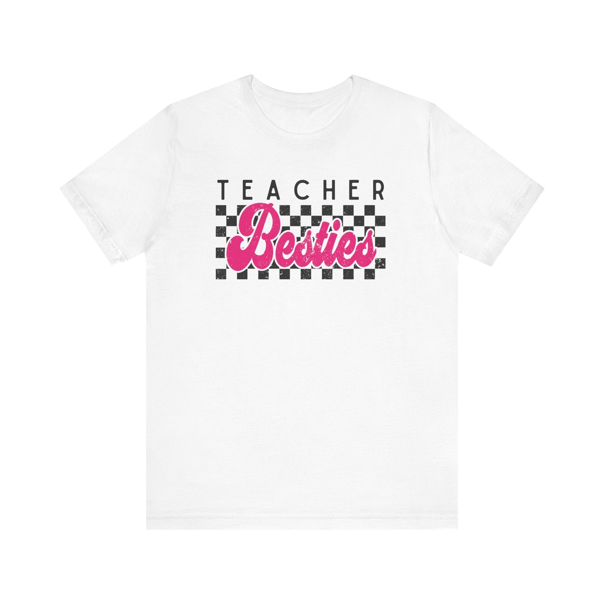 "Checkered Teacher Besties" Vintage Teacher T-shirt - Teacher Care Crate - T-Shirt