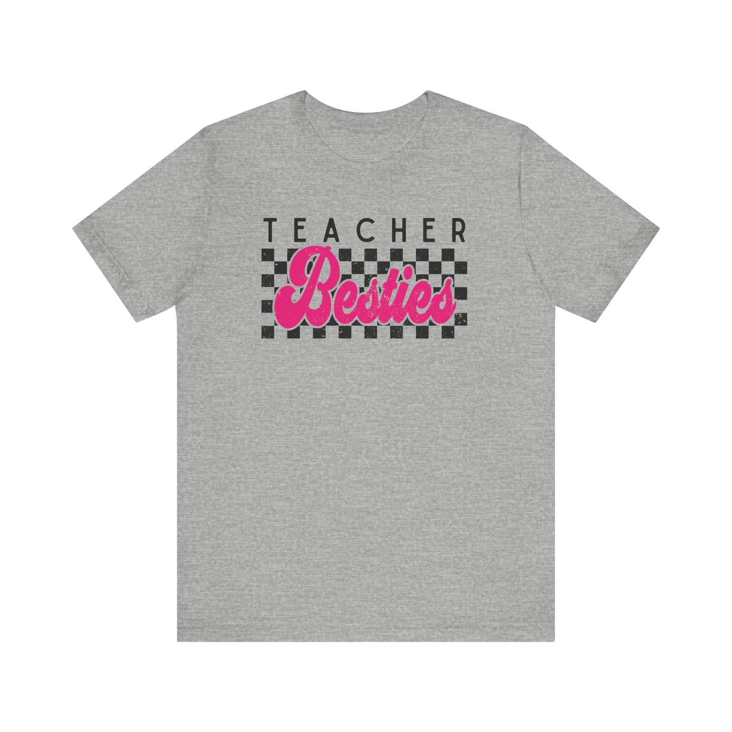 "Checkered Teacher Besties" Vintage Teacher T-shirt - Teacher Care Crate - T-Shirt