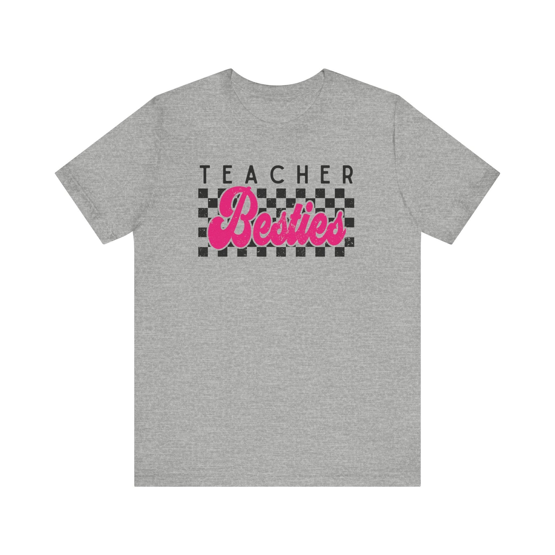 "Checkered Teacher Besties" Vintage Teacher T-shirt - Teacher Care Crate - T-Shirt