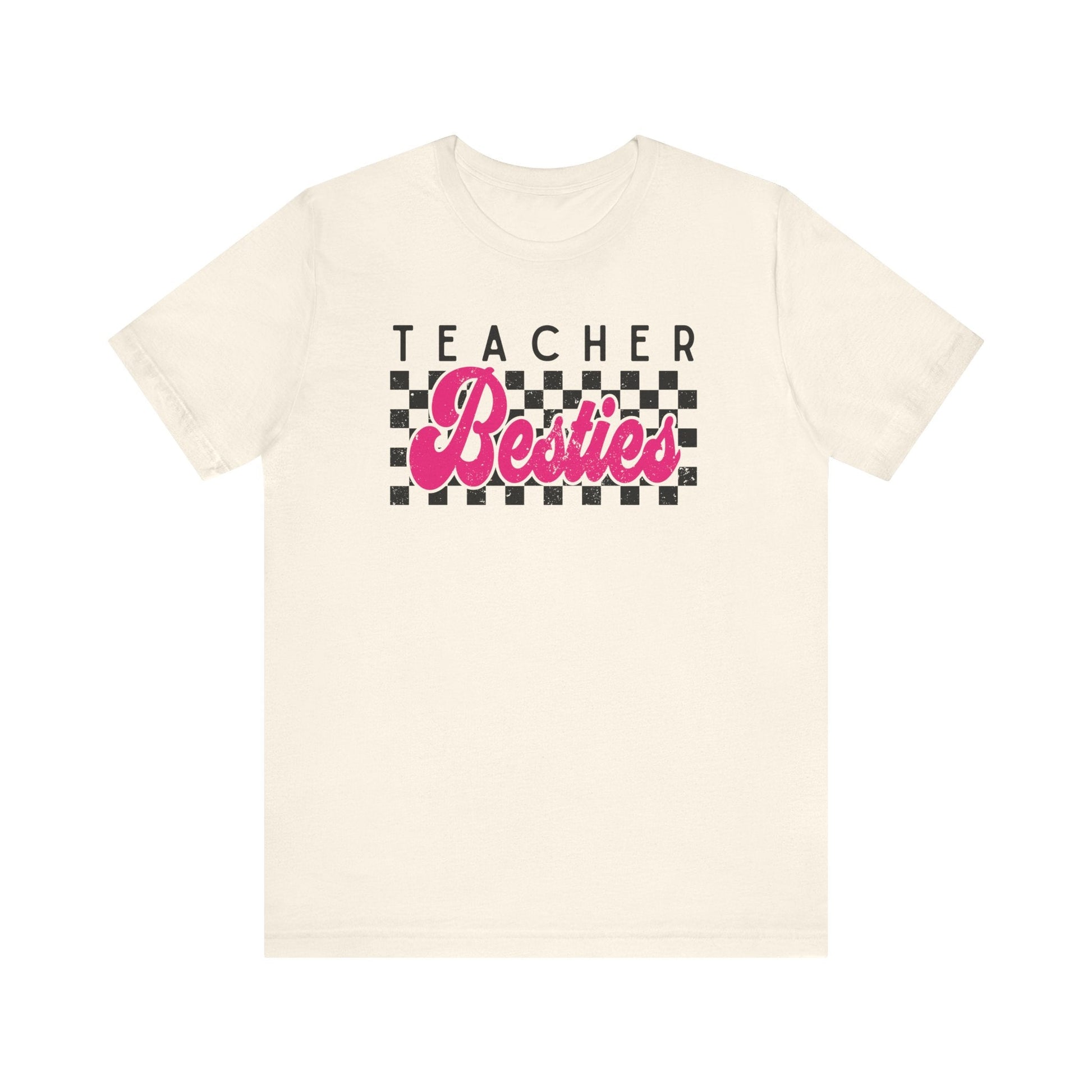 "Checkered Teacher Besties" Vintage Teacher T-shirt - Teacher Care Crate - T-Shirt