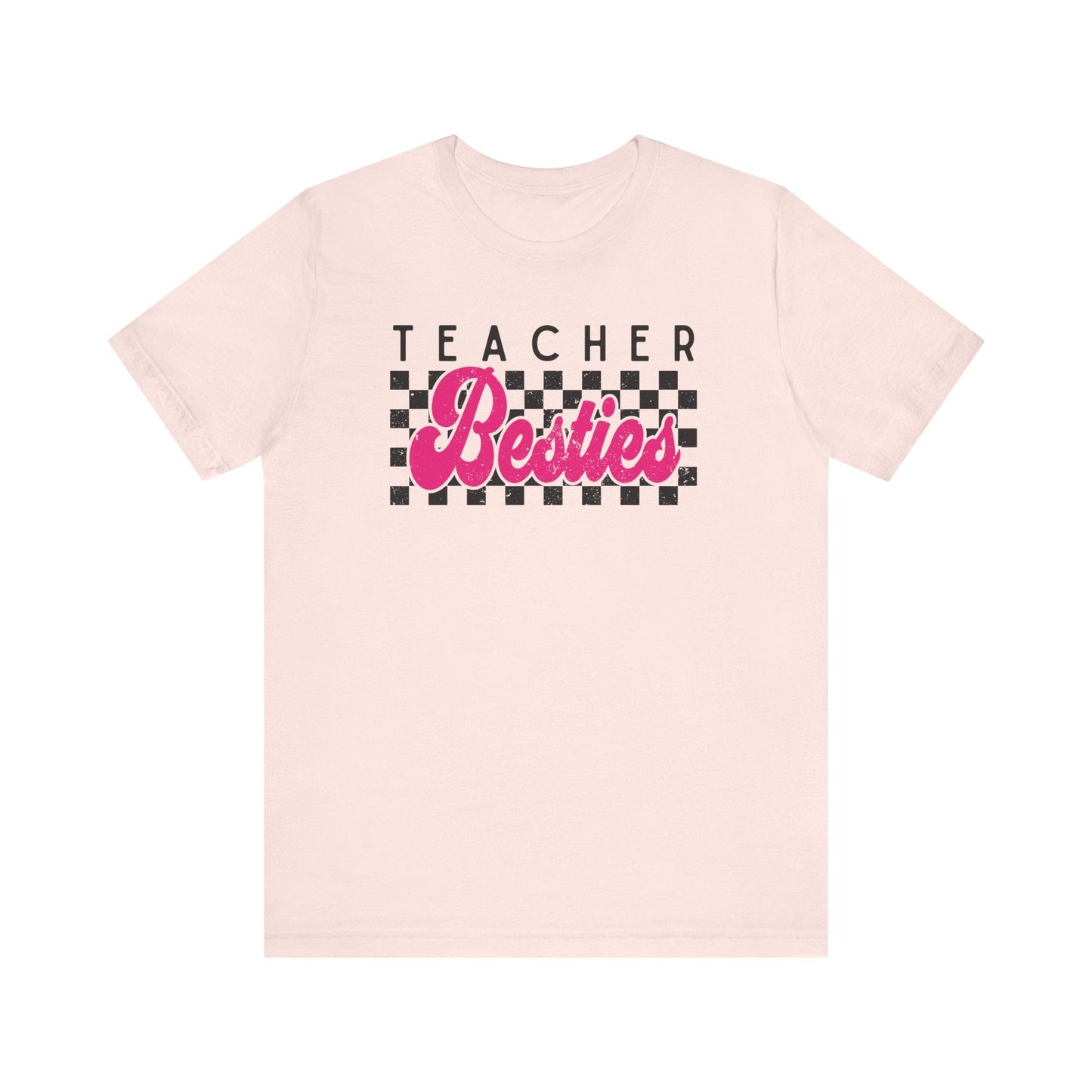 "Checkered Teacher Besties" Vintage Teacher T-shirt - Teacher Care Crate - T-Shirt