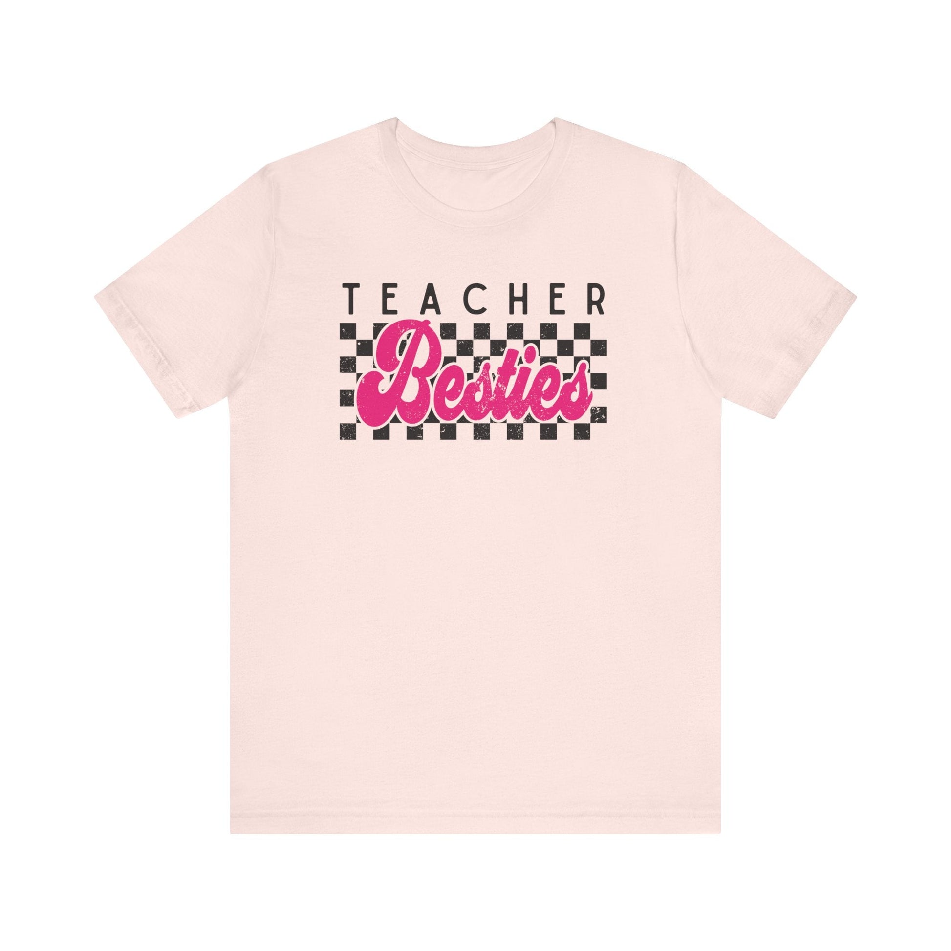 "Checkered Teacher Besties" Vintage Teacher T-shirt - Teacher Care Crate - T-Shirt