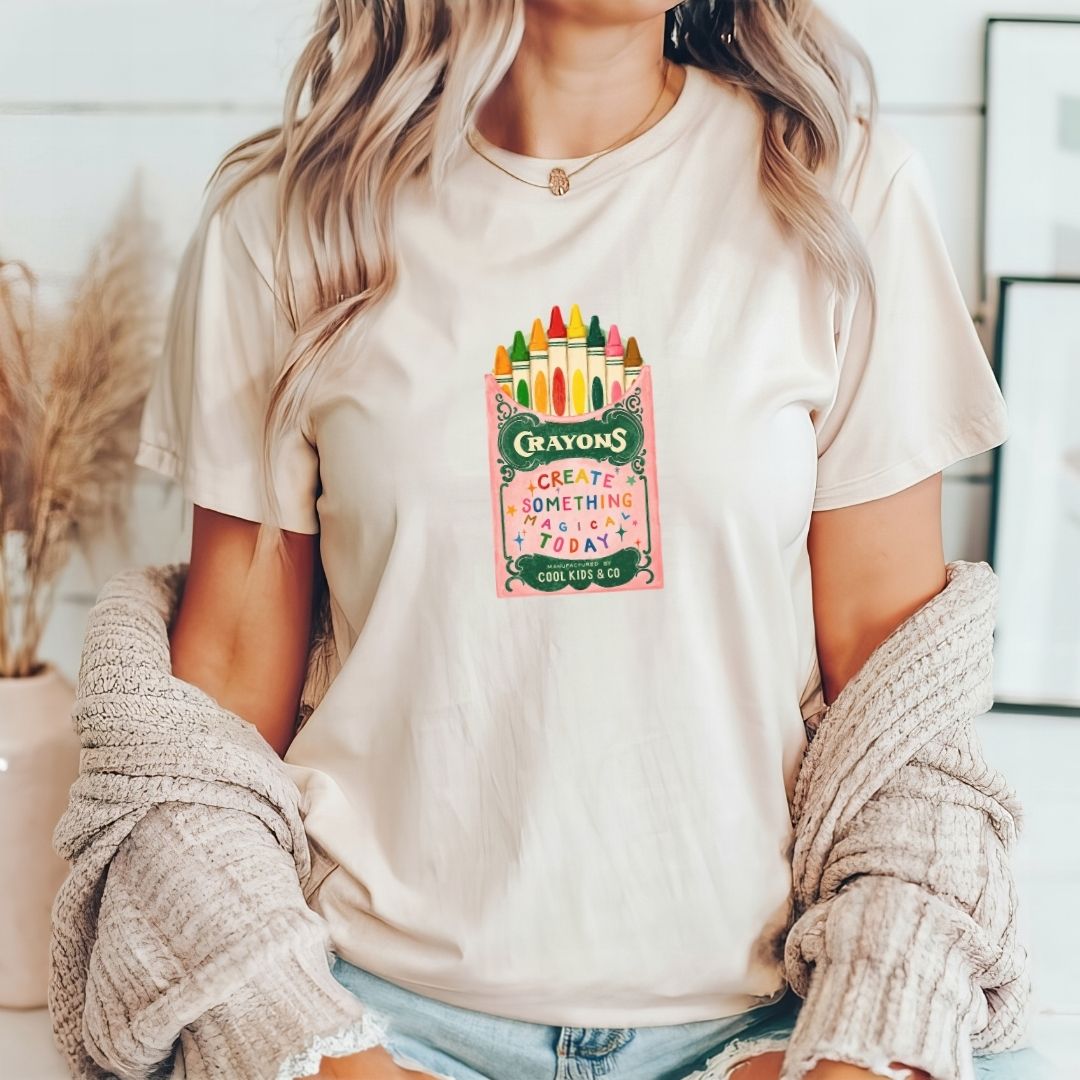 "Create Something Magical Today" Crayons Teacher T-shirt - Teacher Care Crate-T-Shirt