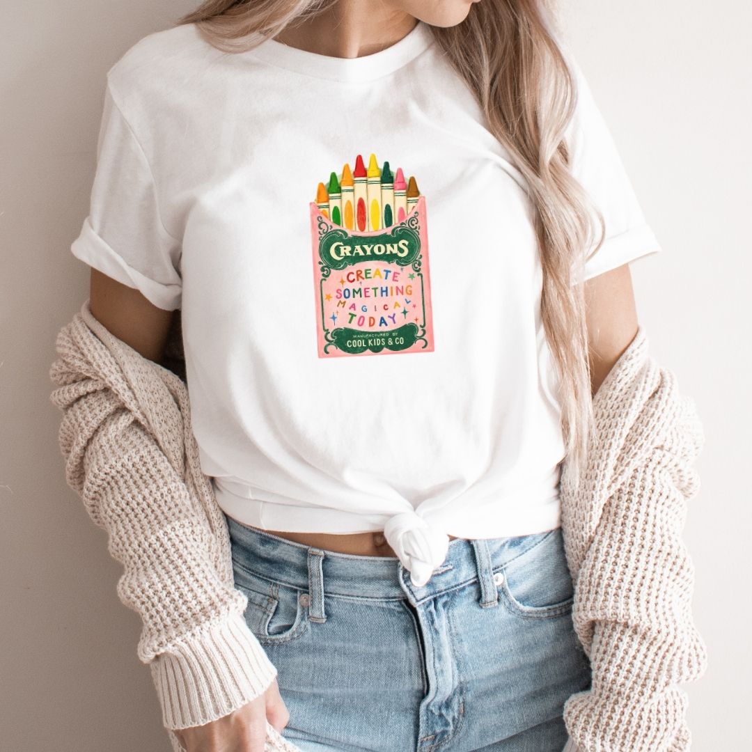"Create Something Magical Today" Crayons Teacher T-shirt - Teacher Care Crate-T-Shirt