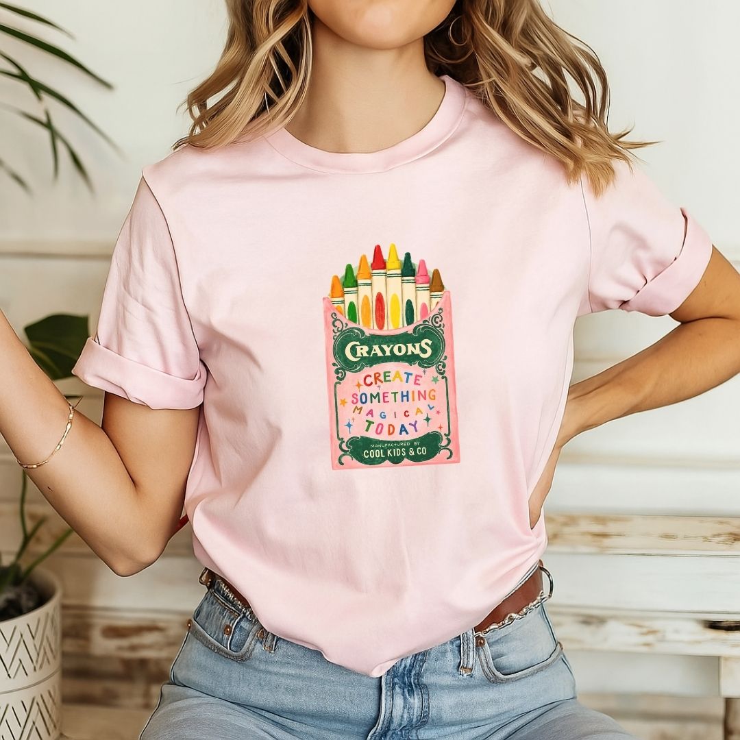 "Create Something Magical Today" Crayons Teacher T-shirt - Teacher Care Crate-T-Shirt