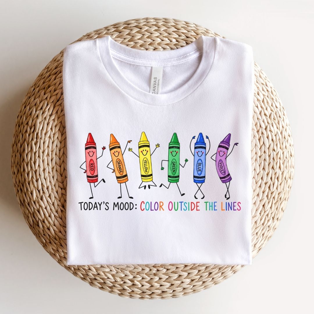 "Current Mood: Color Outside The Lines" Teacher T-shirt - Teacher Care Crate-T-Shirt