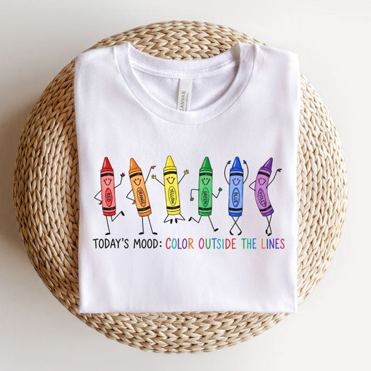 "Current Mood: Color Outside The Lines" Teacher T-shirt - Teacher Care Crate-T-Shirt