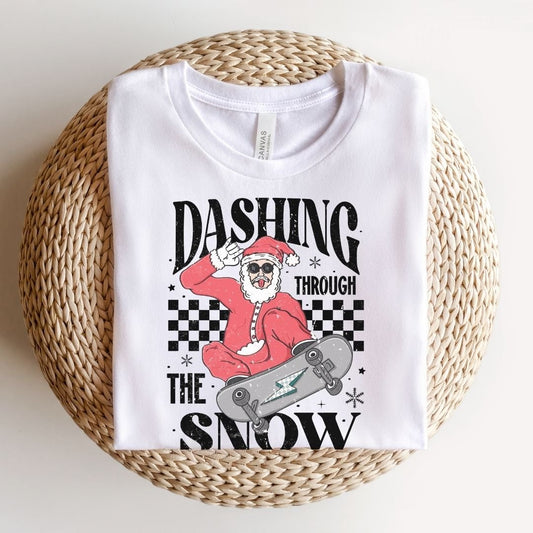 "Dashing Through The Snow" Skateboard Teacher T-shirt - Teacher Care Crate - T-Shirt