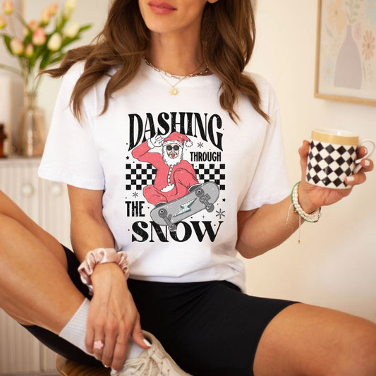 "Dashing Through The Snow" Skateboard Teacher T-shirt - Teacher Care Crate - T-Shirt
