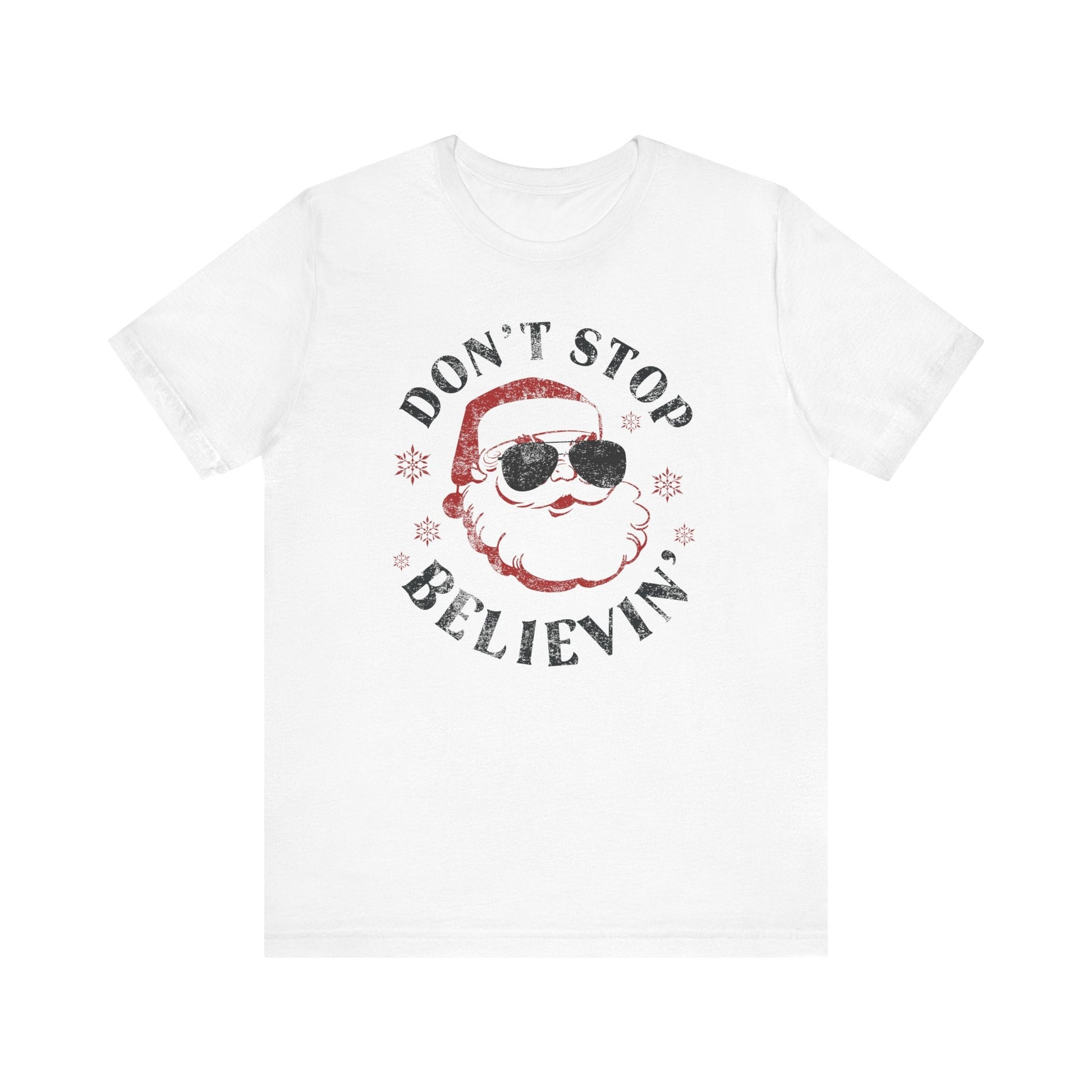 "Don't Stop Believin'" Santa Teacher T-shirt - Teacher Care Crate - T-Shirt