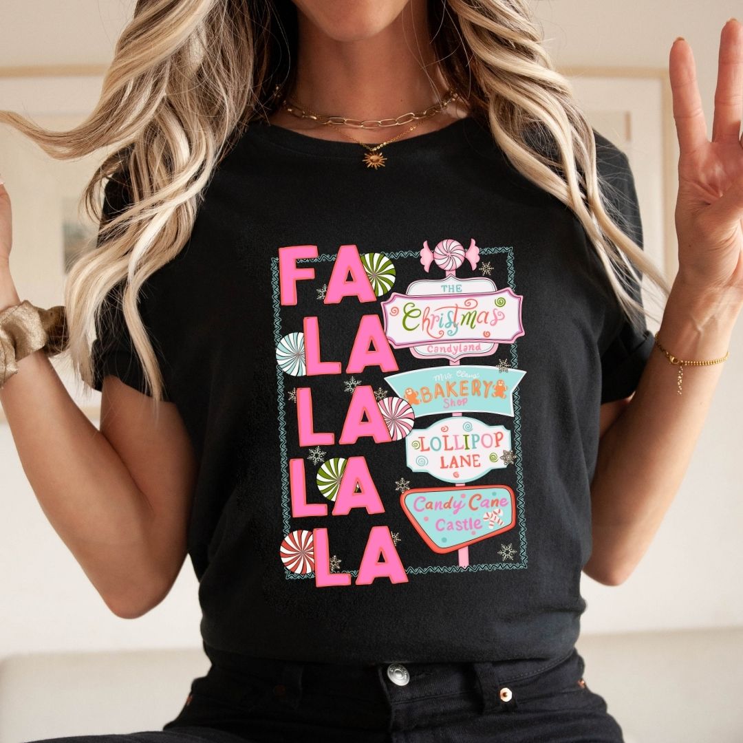 "Fa La La La" Christmas Signs Teacher T-shirt - Teacher Care Crate - T-Shirt