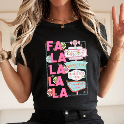 "Fa La La La" Christmas Signs Teacher T-shirt - Teacher Care Crate - T-Shirt