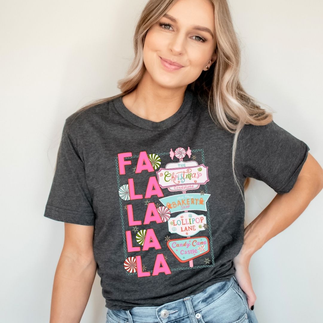 "Fa La La La" Christmas Signs Teacher T-shirt - Teacher Care Crate - T-Shirt