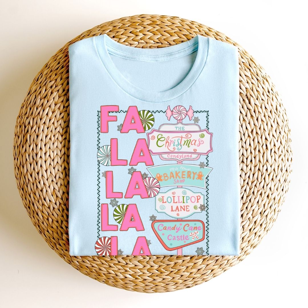 "Fa La La La" Christmas Signs Teacher T-shirt - Teacher Care Crate - T-Shirt