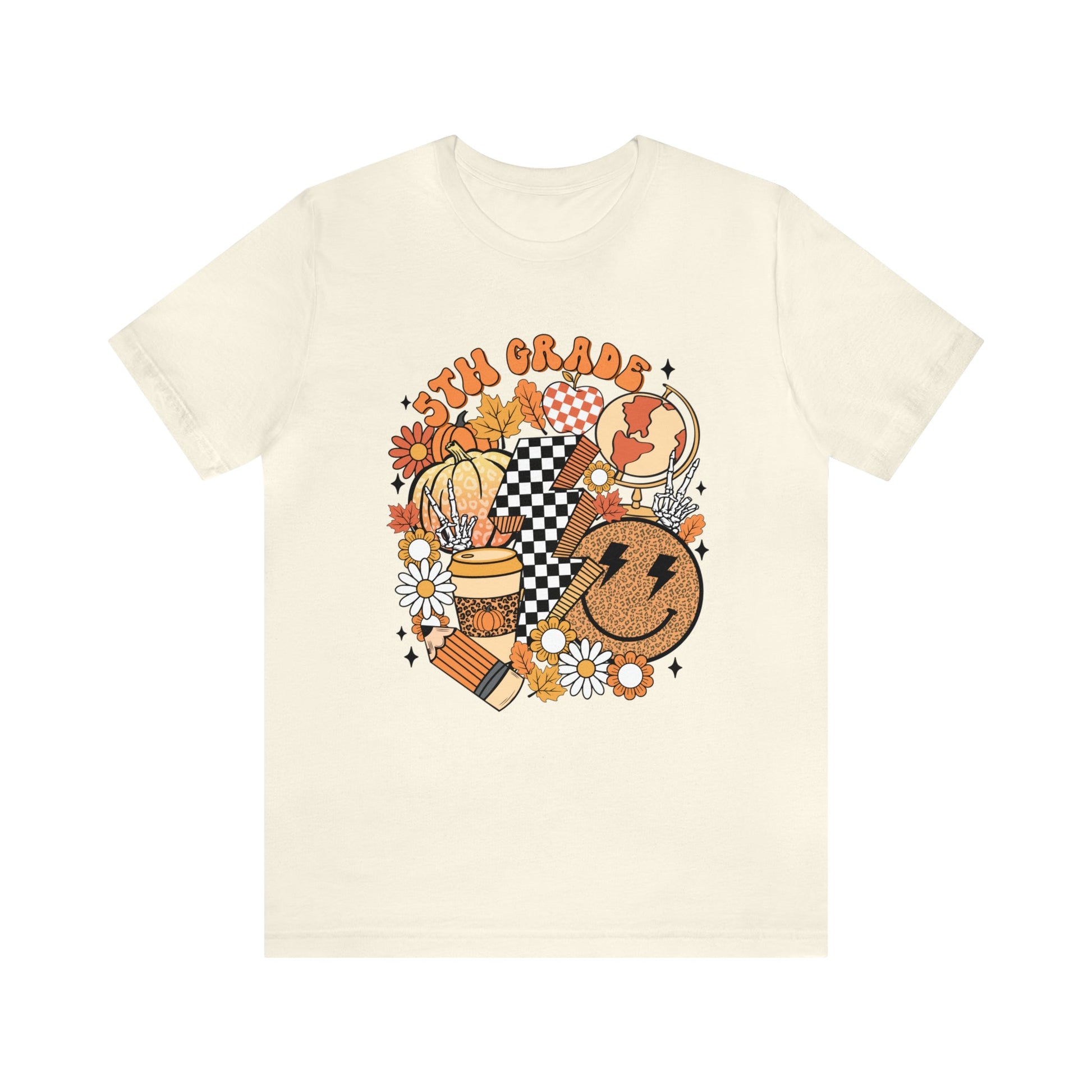 "Fall Retro 5th" Grade Level Teacher T-shirt - Teacher Care Crate - T-Shirt