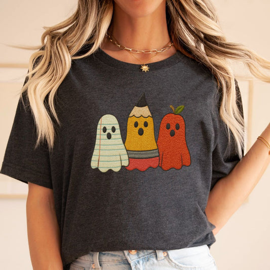 "Faux Embroidery Ghosts" Teacher T-shirt - Teacher Care Crate - T-Shirt