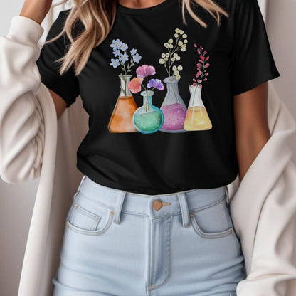 "Flowers in Flasks" Science Teacher T-shirt - Teacher Care Crate - T-Shirt