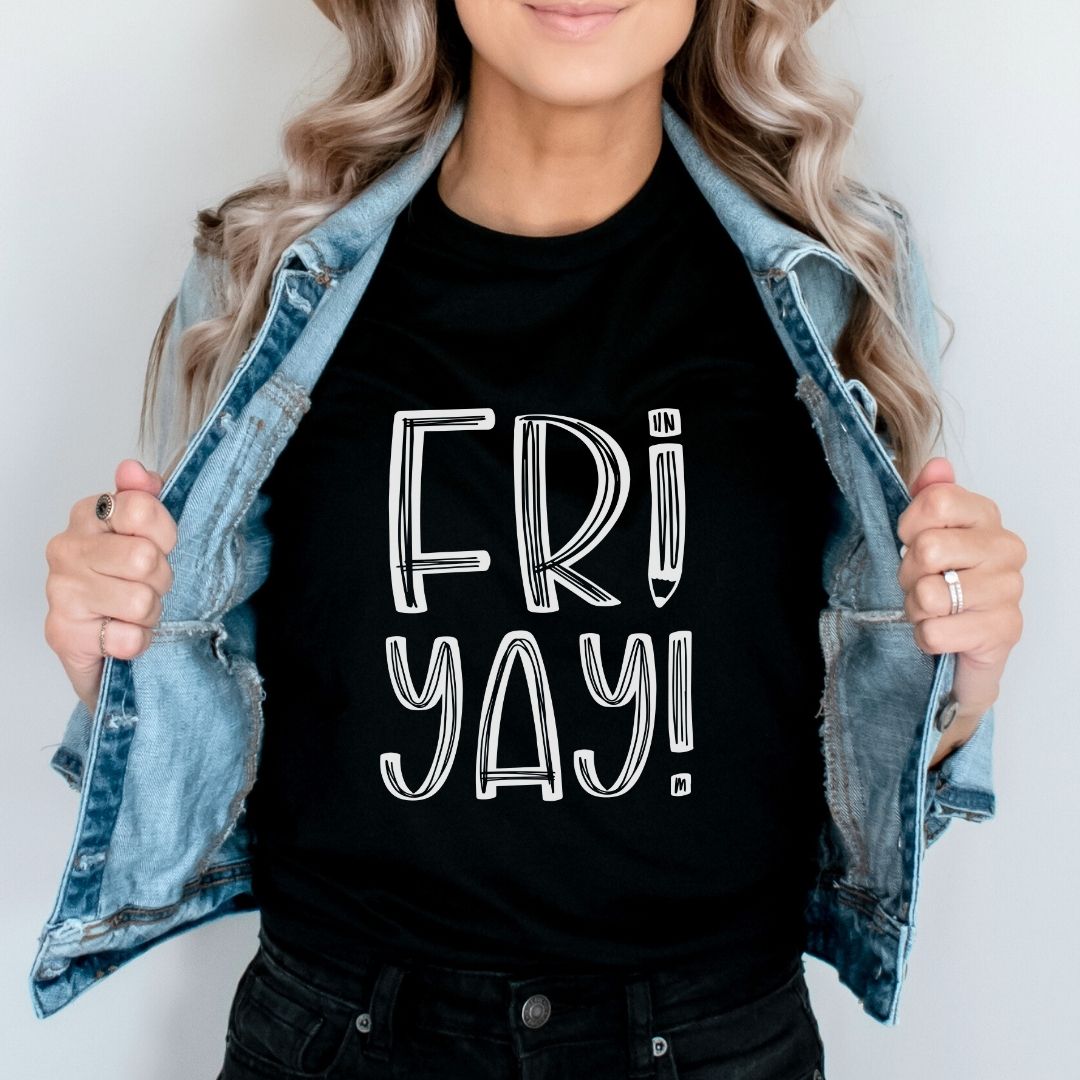 "Fri - Yay" White Teacher T-shirt - Teacher Care Crate - T-Shirt