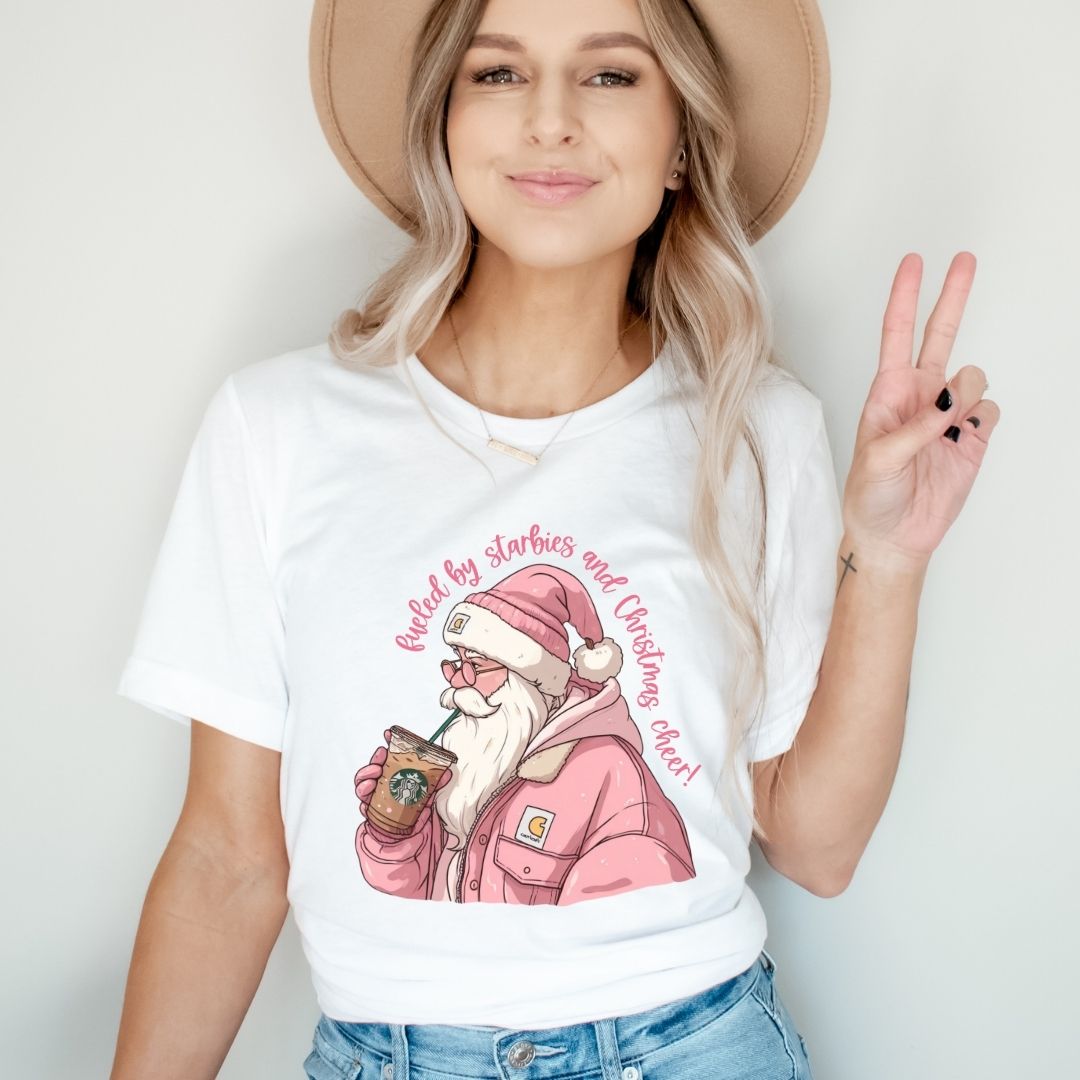 "Fueled by Starbies and Christmas Cheer" Teacher T-shirt - Teacher Care Crate - T-Shirt