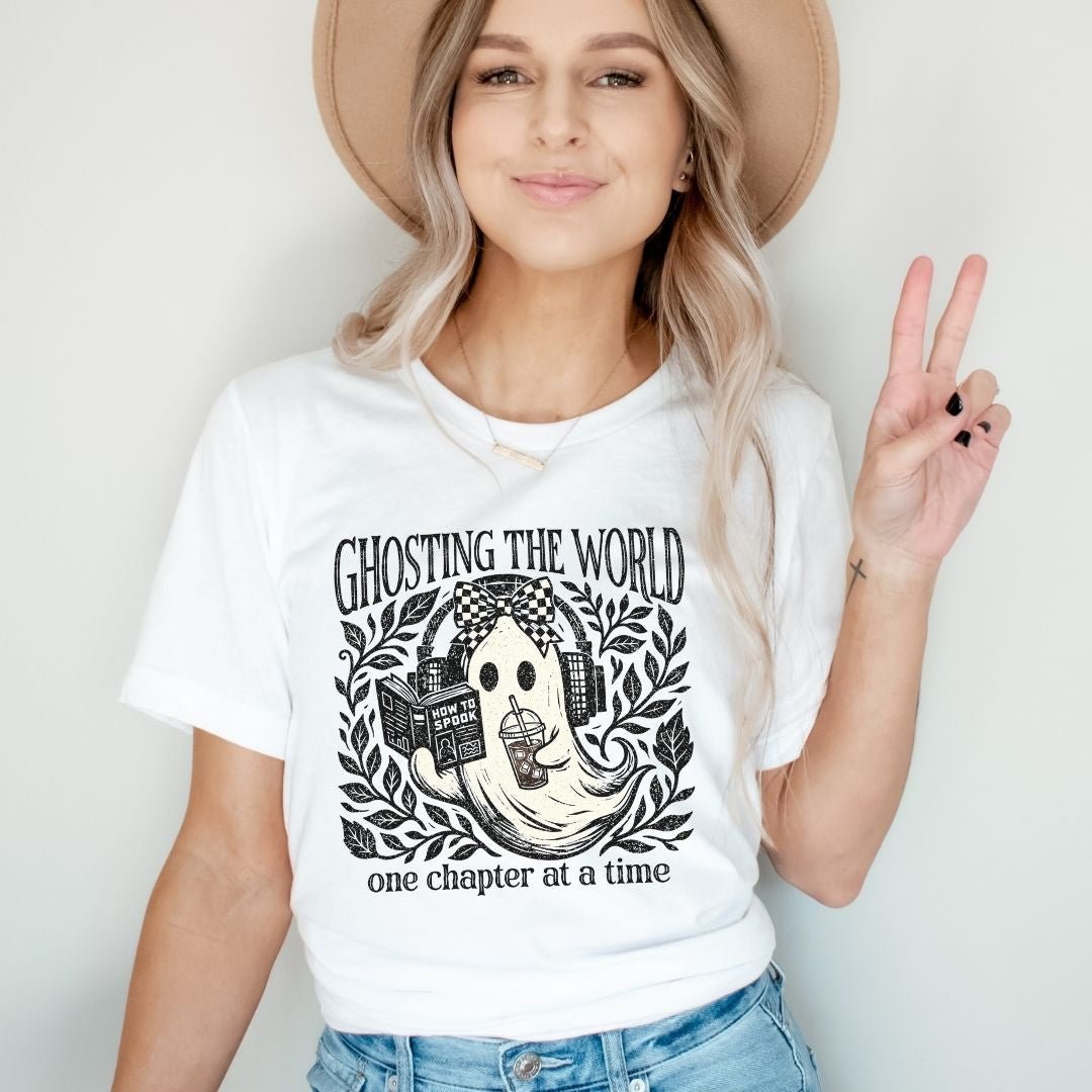 "Ghosting the World" Reading Halloween Teacher T-shirt - Teacher Care Crate-T-Shirt