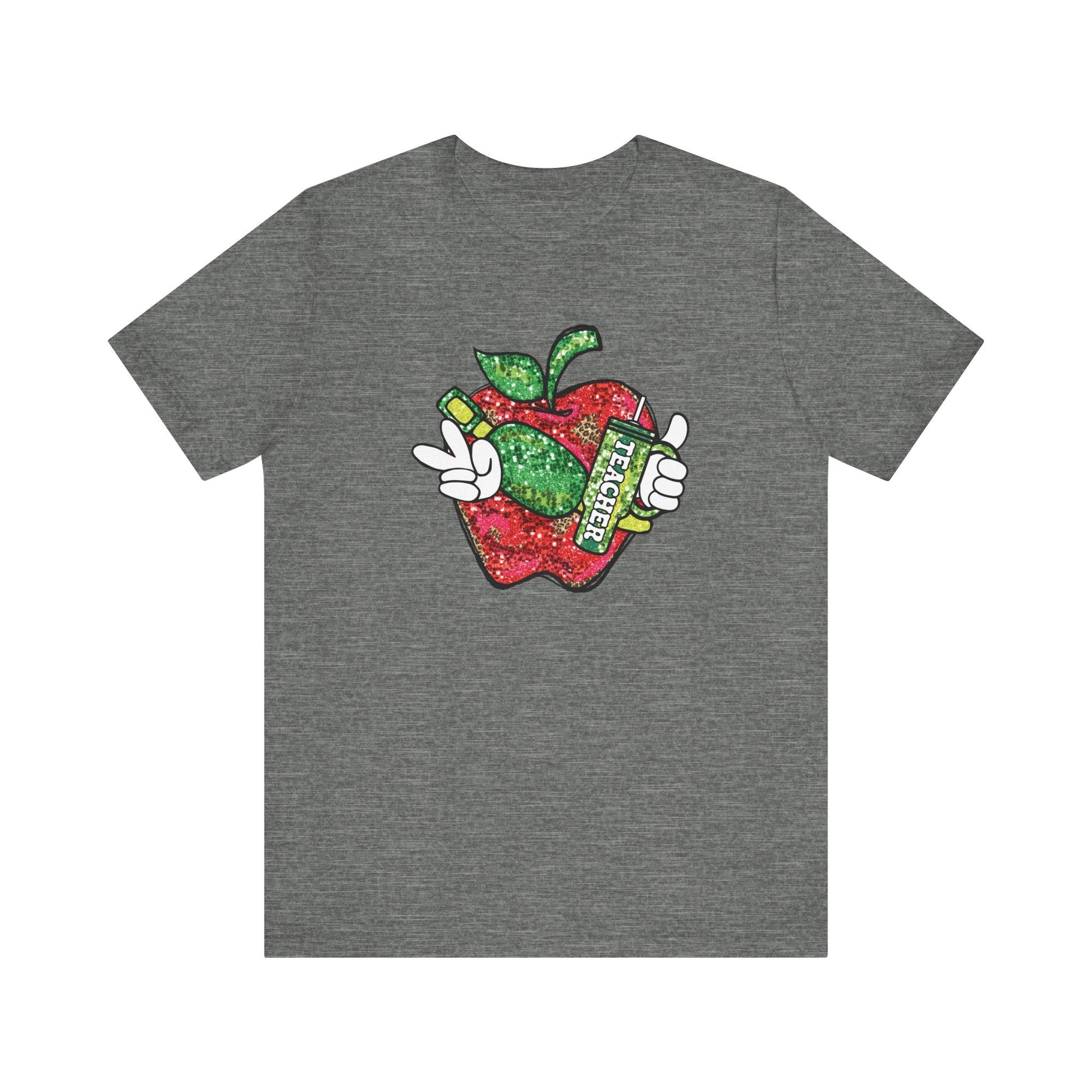 "Glitter Effect Apple" Teacher T-shirt - Teacher Care Crate - T-Shirt