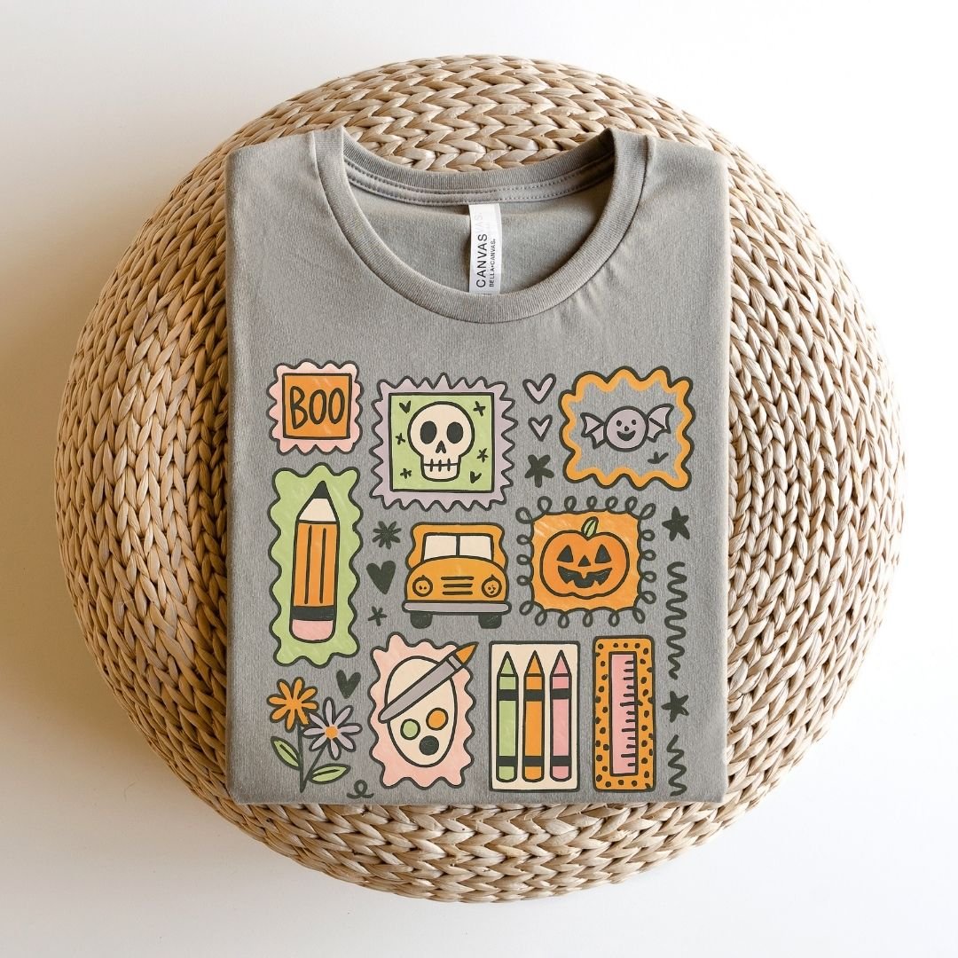 "Halloween Teacher Stamps" Teacher T-shirt - Teacher Care Crate - T-Shirt