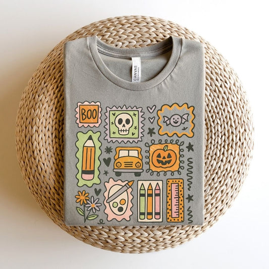 "Halloween Teacher Stamps" Teacher T-shirt - Teacher Care Crate - T-Shirt