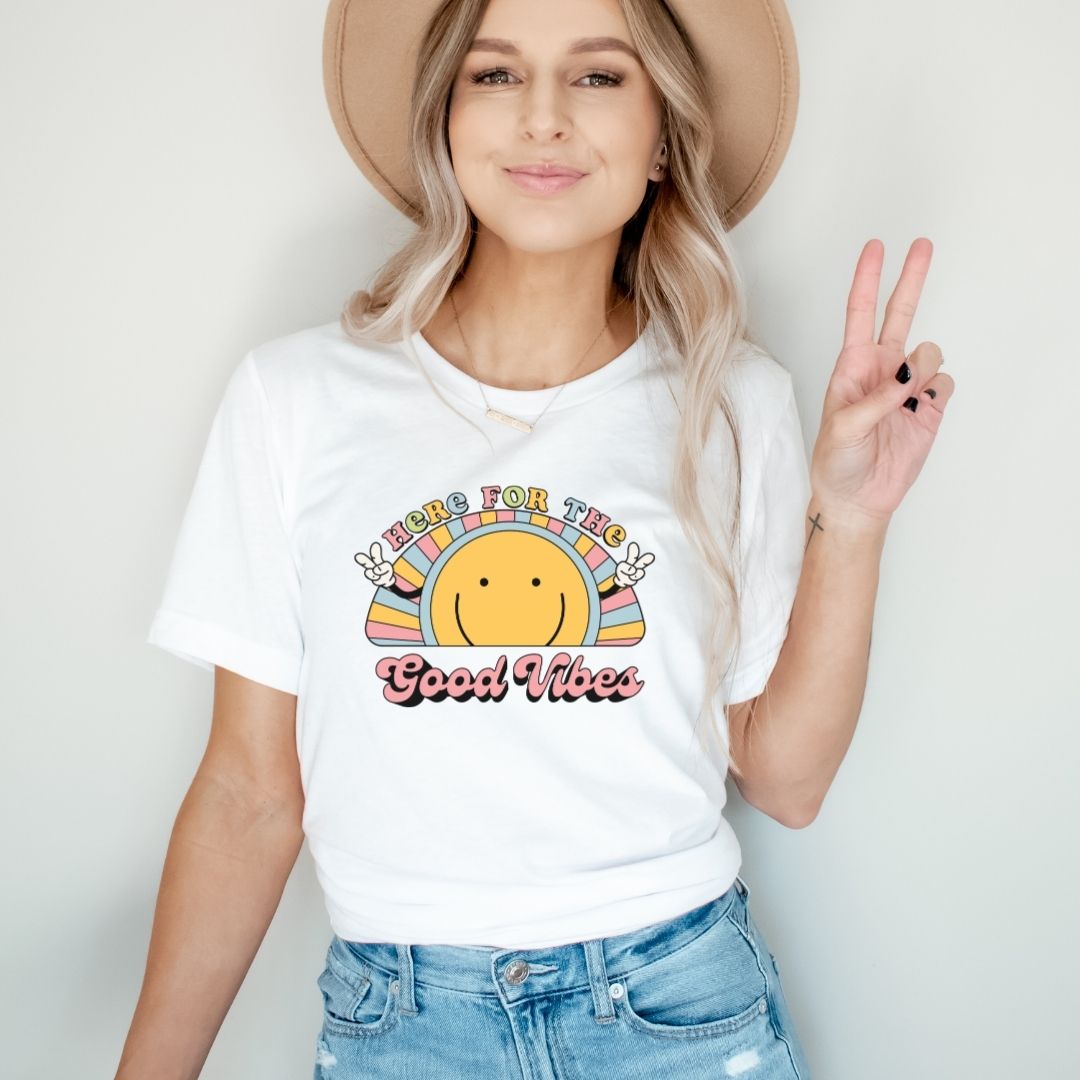 "Here for the Good Vibes" Teacher T-shirt - Teacher Care Crate - T-Shirt