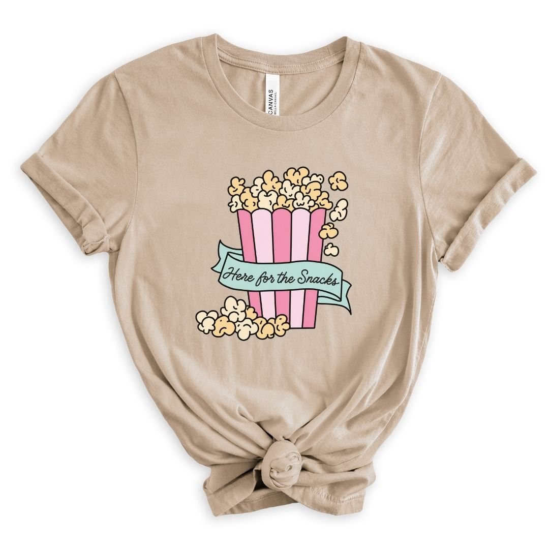"Here For The Snacks" Popcorn Teacher T-shirt - Teacher Care Crate-T-Shirt