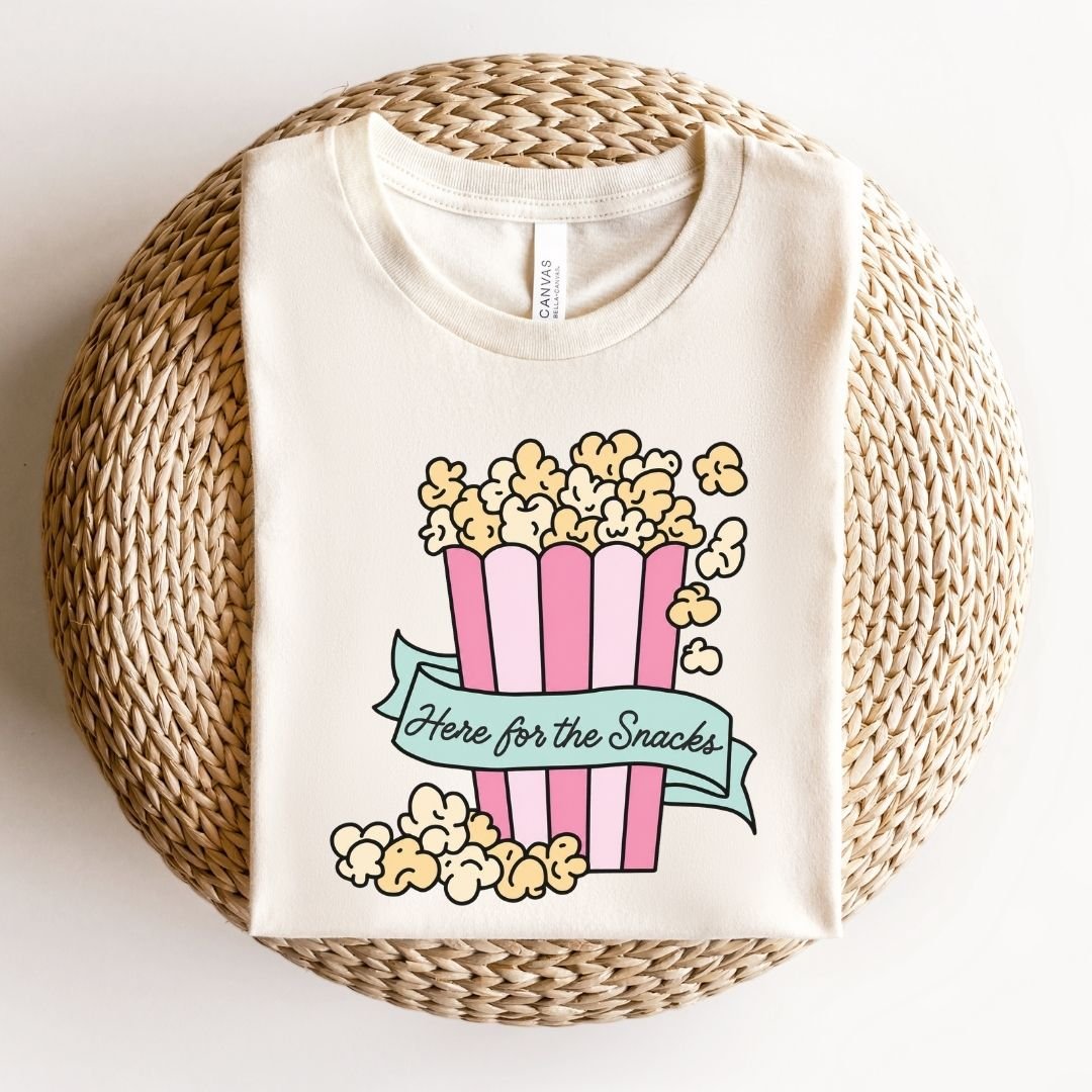 "Here For The Snacks" Popcorn Teacher T-shirt - Teacher Care Crate-T-Shirt