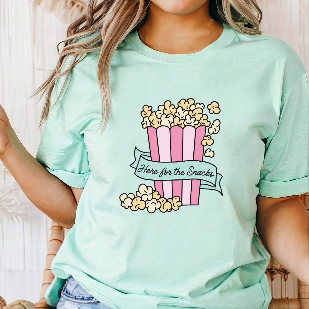 "Here For The Snacks" Popcorn Teacher T-shirt - Teacher Care Crate-T-Shirt