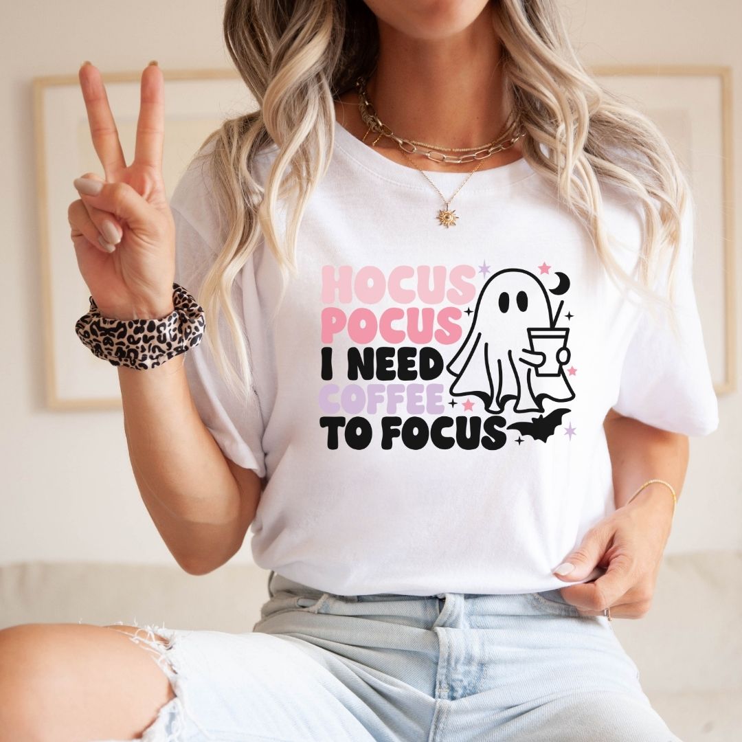 "Hocus Pocus I Need Coffee to Focus" Halloween Teacher T-shirt - Teacher Care Crate-T-Shirt