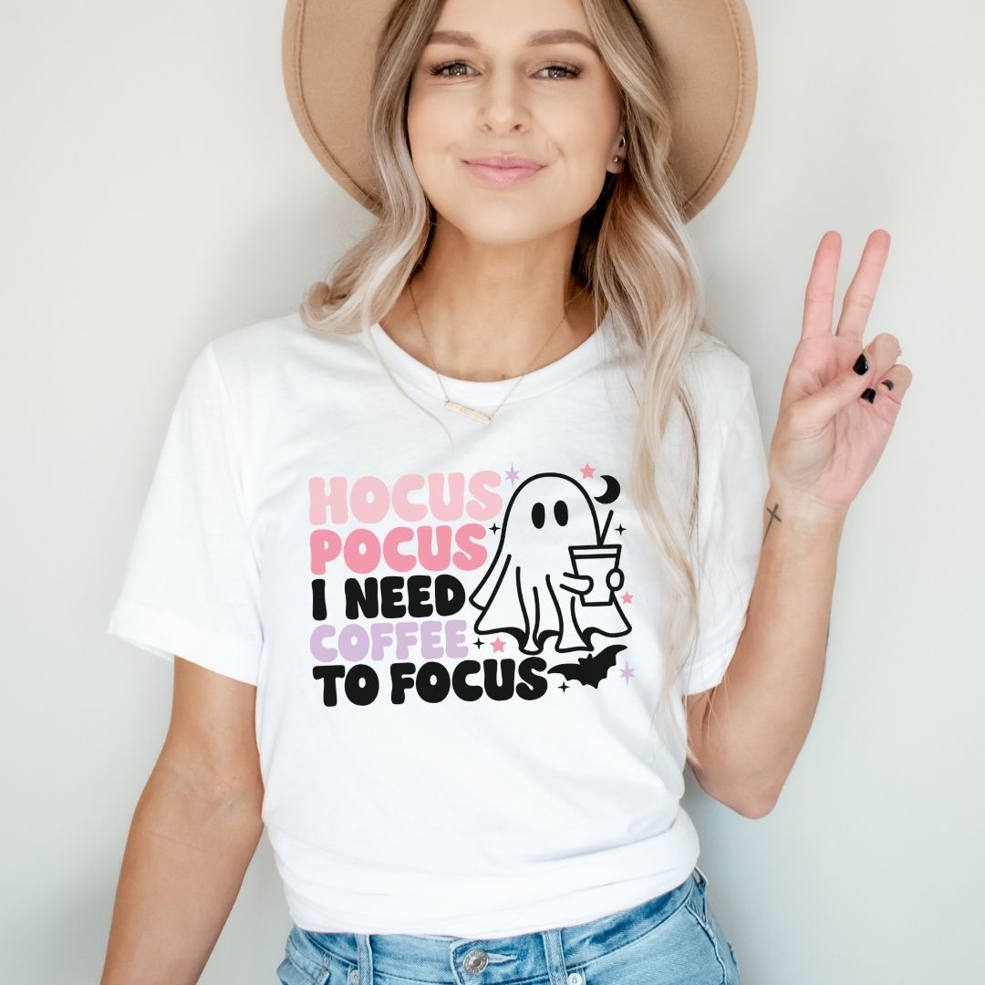 "Hocus Pocus I Need Coffee to Focus" Halloween Teacher T-shirt - Teacher Care Crate-T-Shirt