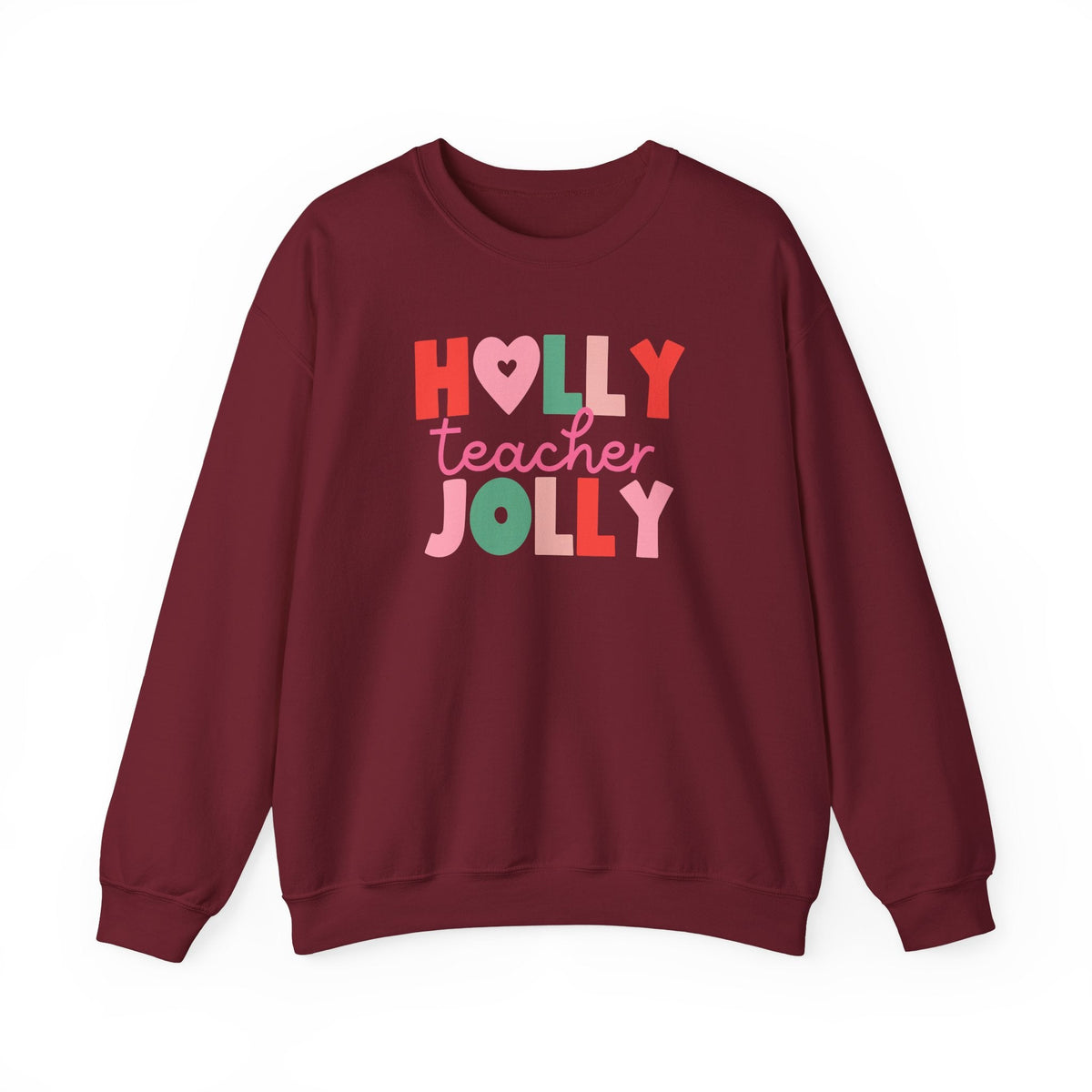 "Holly Jolly Teacher" Multi-color Teacher Sweatshirt - Teacher Care Crate-Sweatshirt