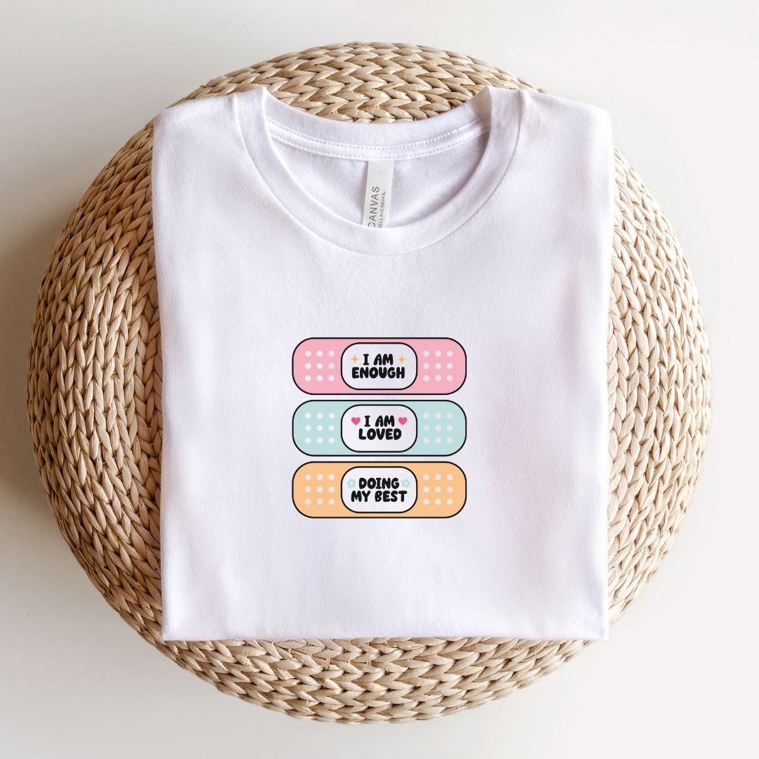 "I Am Enough" Bandage Teacher T-shirt - Teacher Care Crate-T-Shirt