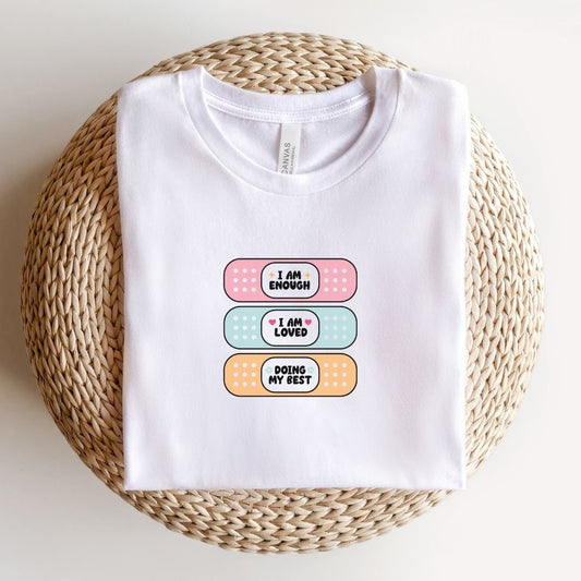 "I Am Enough" Bandage Teacher T-shirt - Teacher Care Crate-T-Shirt