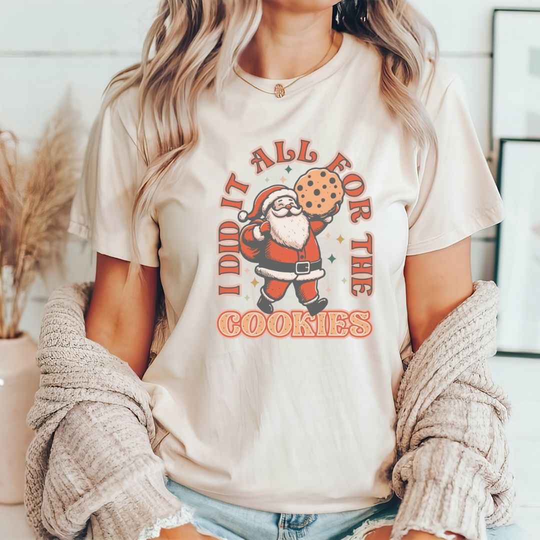 "I Did It All For The Cookies" Santa Teacher T-shirt - Teacher Care Crate - T-Shirt